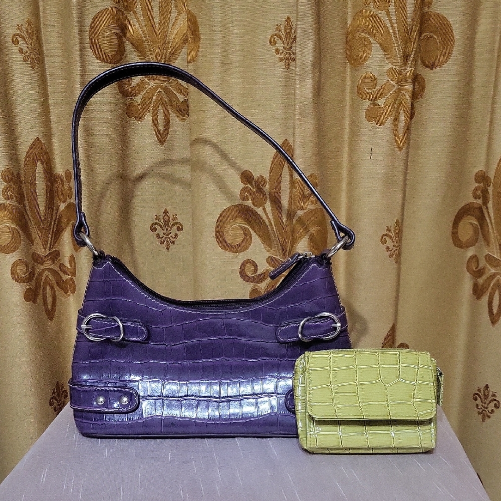 Y2K Faux Croc Purse& Wallet